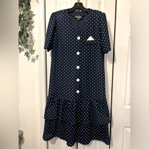 Tabby Brand Navy w/White Polka Dots-size 12